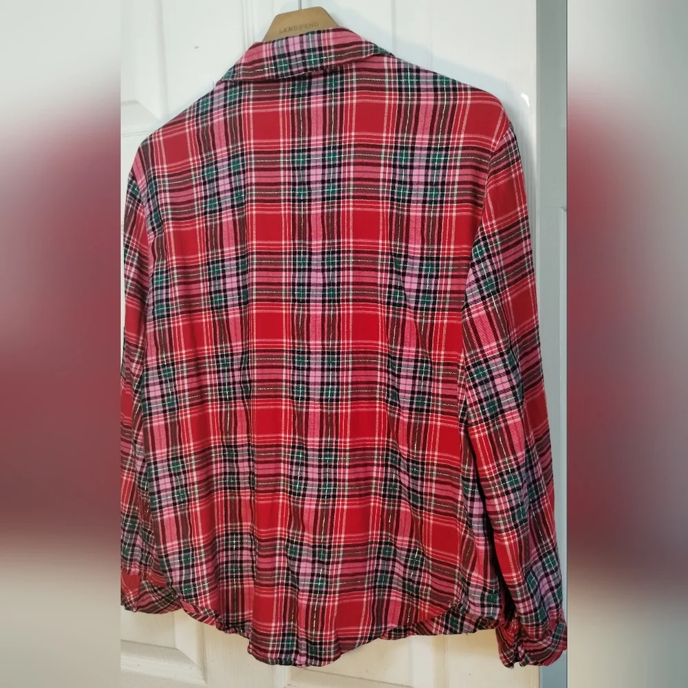 Victoria Secret Red Plaid Button-Up Pajama Top